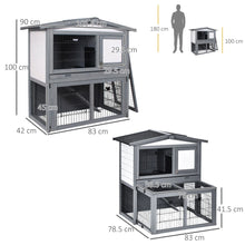 Load image into Gallery viewer, Deluxe 2-Tier Wooden Rabbit Hutch with Easy-Clean Tray &amp; Weather Protection
