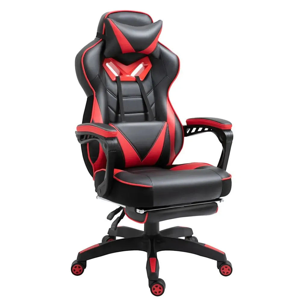 Ultimate Ergonomic Gaming Chair with Reclining Footrest - Stylish Red Design!