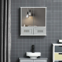 Load image into Gallery viewer, Grey Wall-Mounted Bathroom Mirror Cabinet with Double Storage Doors
