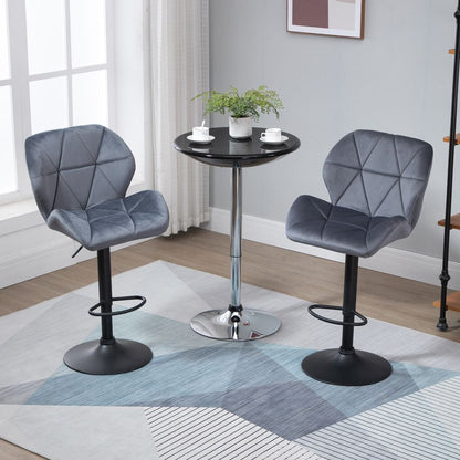 Elevate Your Space: Adjustable Height Dark Grey Bar Stool Set of 2