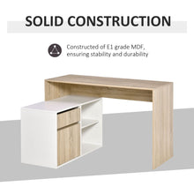 Load image into Gallery viewer, Space-Saving L-Shaped Oak &amp; White Computer Desk with Storage Solutions
