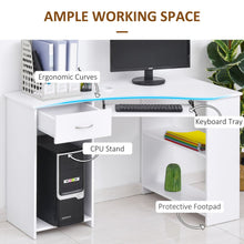 Load image into Gallery viewer, Compact L-Shaped Corner Desk with Shelves &amp; Keyboard Tray - Modern White
