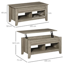 Load image into Gallery viewer, HOMCOM Lift-Top Coffee Table with Hidden Storage &amp; Stylish Shelving - Oak
