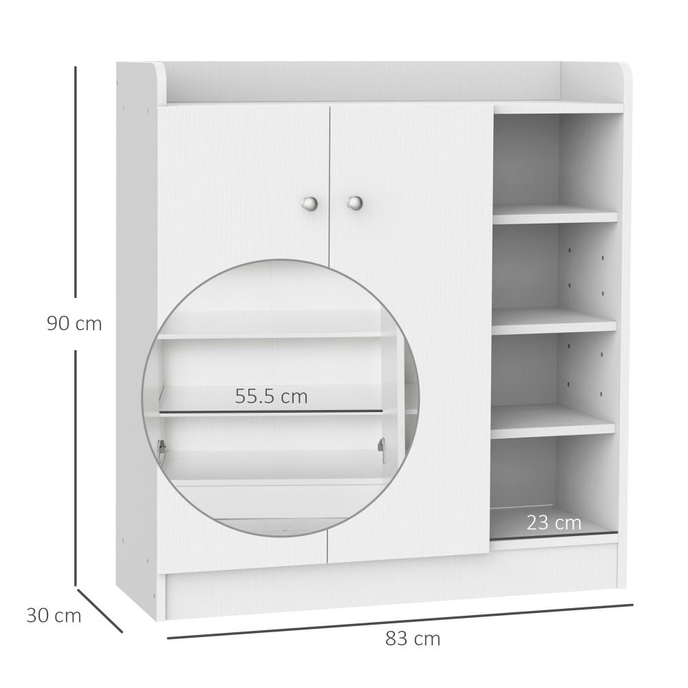 Versatile Shoe Storage Cabinet with Adjustable Shelves - Modern White Design