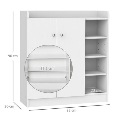 Versatile Shoe Storage Cabinet with Adjustable Shelves - Modern White Design