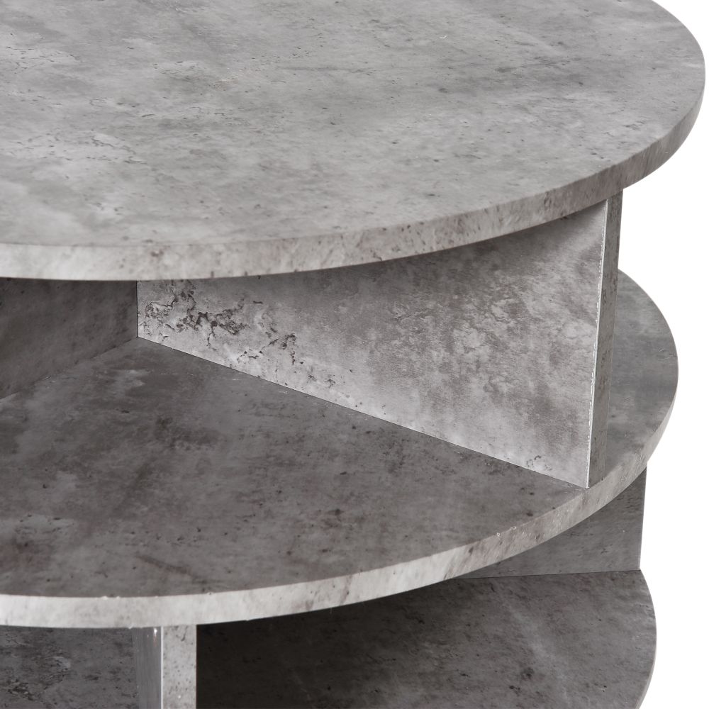 Modern 2-Tier Rolling Coffee Table - Stylish Cement Design & Versatile Storage