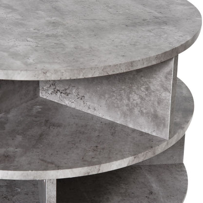 Modern 2-Tier Rolling Coffee Table - Stylish Cement Design & Versatile Storage