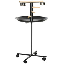 Load image into Gallery viewer, Portable Bird Play Stand with Wooden Perches &amp; Stainless Steel Feeder Bowls
