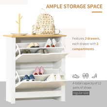 Load image into Gallery viewer, Stylish HOMCOM 12-Pair Shoe Storage Cabinet with 4 Shelves &amp; 2 Drawers - White

