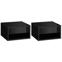 Load image into Gallery viewer, Elegant HOMCOM Wall-Mounted Floating Nightstand Set with Drawer - Black Duo
