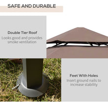 Load image into Gallery viewer, Outsunny 8ft Double-Tier BBQ Gazebo Tent with Shelves &amp; Built-In Opener
