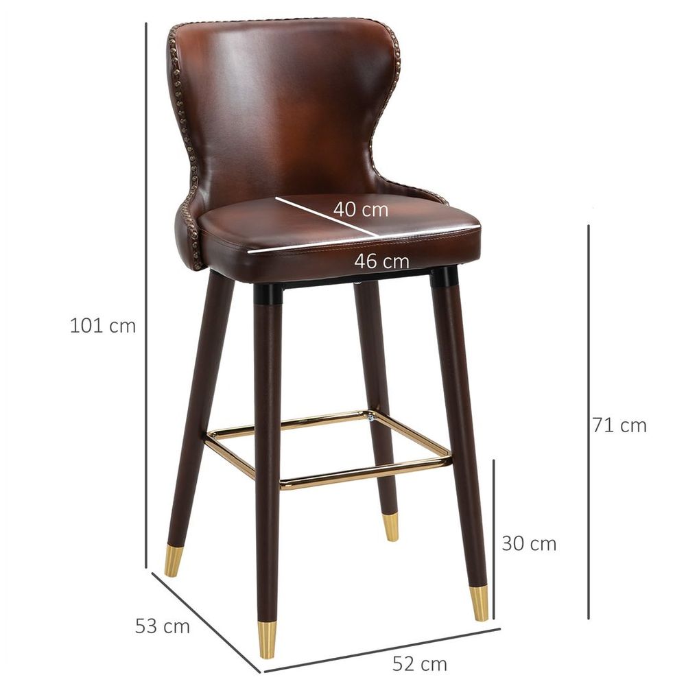 Elegant Retro Brown Bar Stool Set – PU Leather Luxury Comfort for Your Home