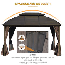 Load image into Gallery viewer, Outsunny 3m Hardtop Steel Gazebo with Double Roof &amp; Net Curtains - Brown
