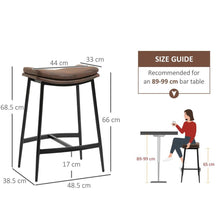 Load image into Gallery viewer, Set of 2 HOMCOM Curved Upholstered Breakfast Bar Stools - Industrial Elegance
