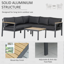 Load image into Gallery viewer, Stylish 5-Seater L-Shaped Aluminium Corner Sofa Set with Table - Dark Grey

