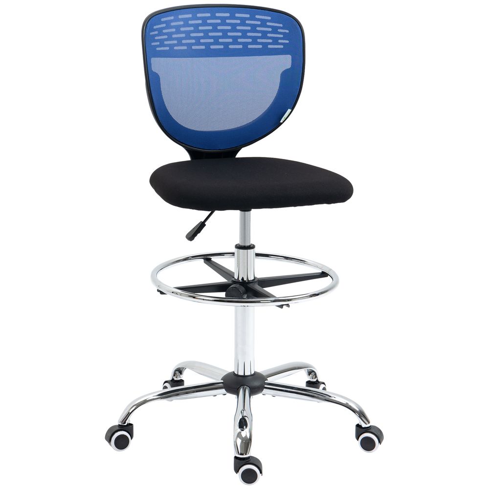 Vinsetto AdjustaDraughtsman Chair - Tall Ergonomic Office Seating in Blue