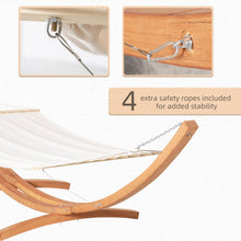 Load image into Gallery viewer, Deluxe Outdoor Hammock with Curved Wooden Stand - Relax in Comfort!
