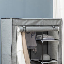 Load image into Gallery viewer, Light Grey Portable Fabric Wardrobe with 6 Shelves &amp; Hanging Rail - Multi-Storage
