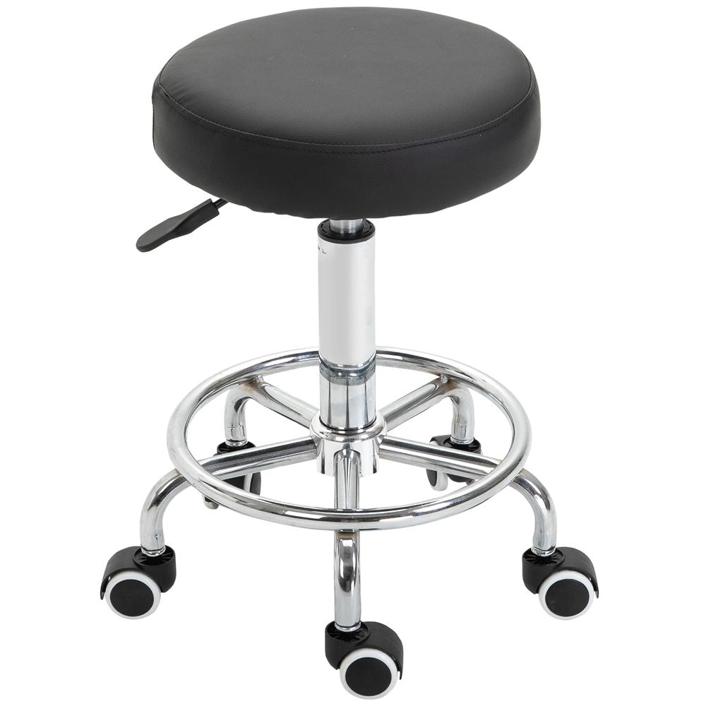 Premium Adjustable PU Leather Stool with Footrest for Ultimate Comfort
