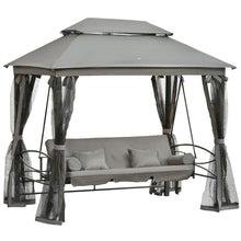 Load image into Gallery viewer, Transformative 3-Seater Swing Chair Hammock with Canopy &amp; Cushions - Grey
