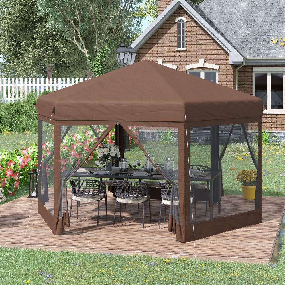Adjustable Hexagonal Gazebo with Mosquito Net - Versatile Outdoor Shelter!