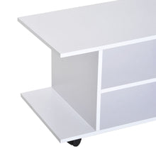 Load image into Gallery viewer, Modern White TV Stand &amp; Bookshelf Cabinet with 3 Tiers and Rolling Wheels
