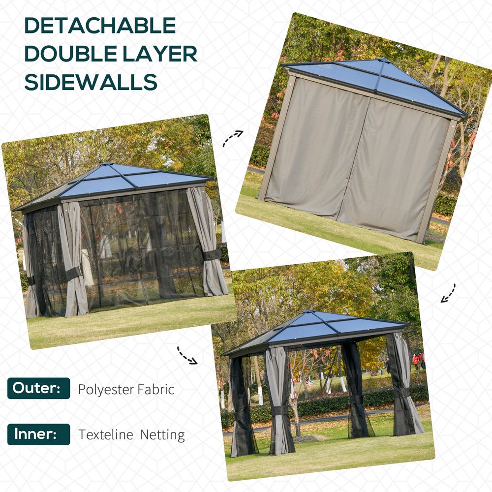 Premium 3x3m Hardtop Aluminium Gazebo with Curtains & Bug Netting