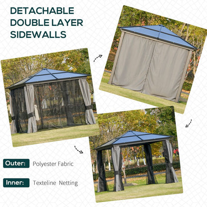 Premium 3x3m Hardtop Aluminium Gazebo with Curtains & Bug Netting