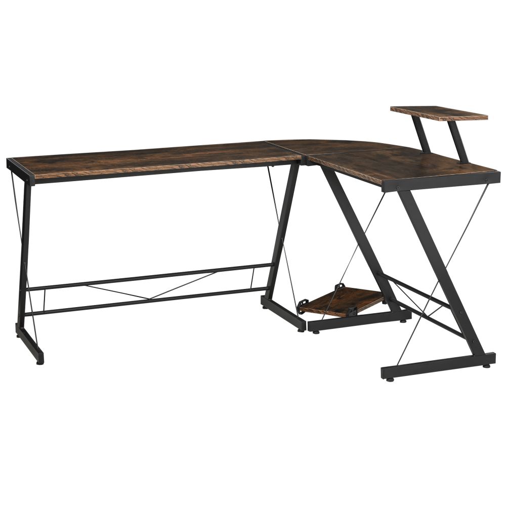 Industrial Chic L-Shaped Gaming Desk with Storage - Ultimate Workspace Solution