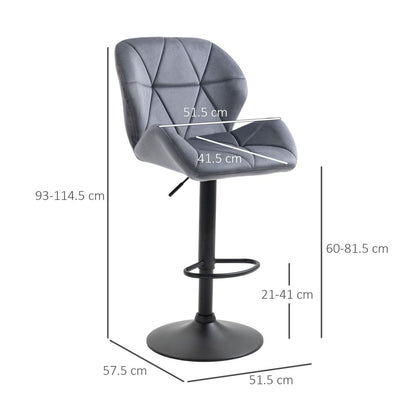 Elevate Your Space: Adjustable Height Dark Grey Bar Stool Set of 2