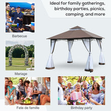 Load image into Gallery viewer, Elegant 3x3m Brown Gazebo with Netting - Perfect Outdoor Retreat!
