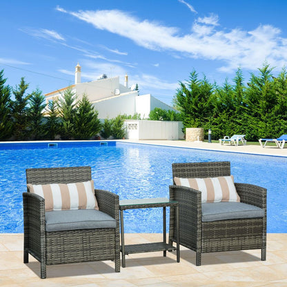 Outsunny 2-Piece Rattan Lounge Set with Cushions & Stylish Side Table