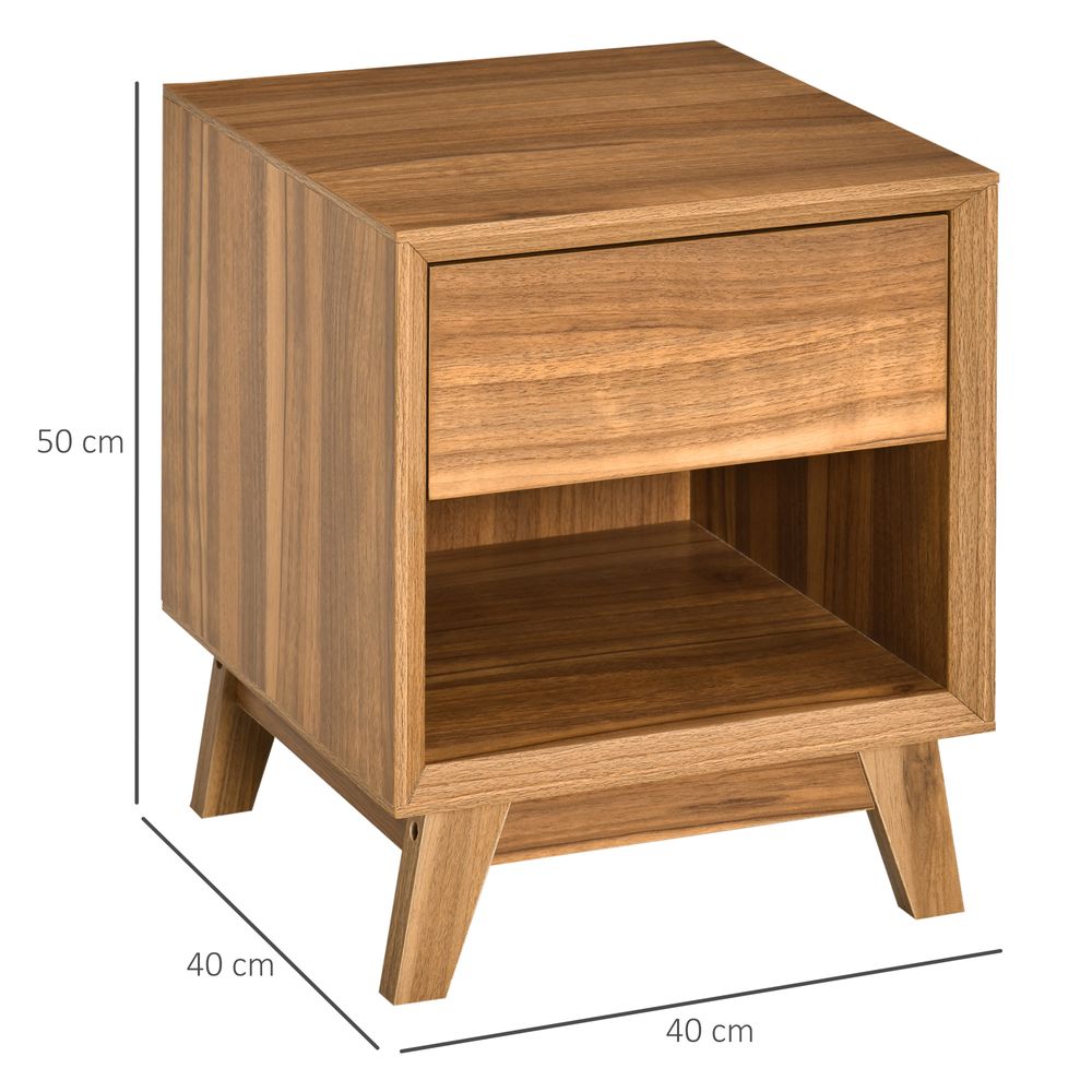 Stylish HOMCOM Bedside Table with Drawer & Shelf - Perfect Bedroom Organizer