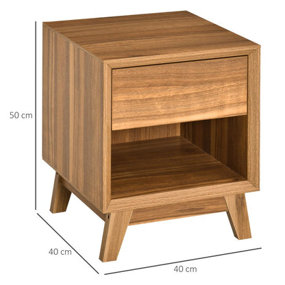 Stylish HOMCOM Bedside Table with Drawer & Shelf - Perfect Bedroom Organizer