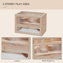 Load image into Gallery viewer, Deluxe 2-Level Wooden Hamster Cage with Ramp &amp; Ventilated Sunroof - 60x35cm
