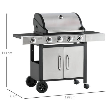 Ultimate 4-Burner Stainless Steel Gas BBQ Grill with Warming Rack & Side Burner