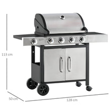 Load image into Gallery viewer, Ultimate 4-Burner Stainless Steel Gas BBQ Grill with Warming Rack &amp; Side Burner
