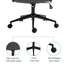 Load image into Gallery viewer, Adjustable Mid Back Office Chair with Armrests - Stylish Grey Linen Comfort
