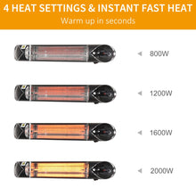 Load image into Gallery viewer, 2000W Electric Infrared Patio Heater Wall Mounted Carbon Fibre Heater Remote
