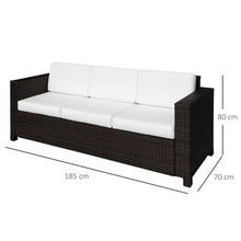 Load image into Gallery viewer, Durable 3-Seater Rattan Sofa with Cushions - Stylish Outdoor Wicker Furniture
