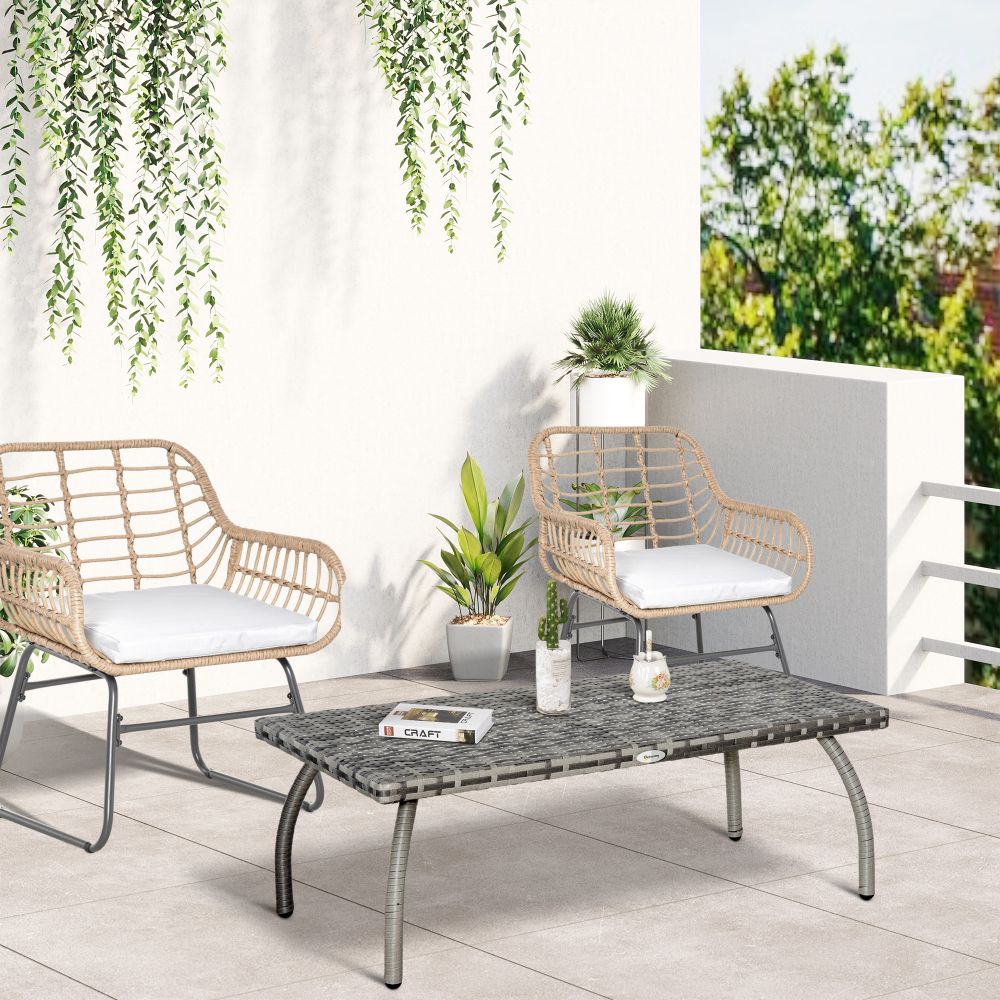 Stylish All-Weather Rattan Coffee Table for Garden & Patio Relaxation