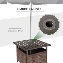 Load image into Gallery viewer, Outsunny Rattan Outdoor Coffee Table with Umbrella Hole &amp; Storage Box

