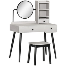 Load image into Gallery viewer, Elegant Grey Dressing Table Set with 3 Drawers &amp; Stool - Multi-Storage Design
