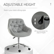 Load image into Gallery viewer, Velvet Home Office Chair Comfy Desk Chair w/ Adjustable Height Armrest Grey
