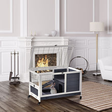 Load image into Gallery viewer, Elevated 2-Floor Indoor Rabbit Hutch with Wheels - Cozy &amp; Compact Design
