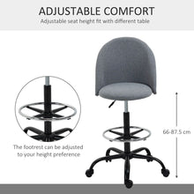 Load image into Gallery viewer, Vinsetto Adjustable Draughtsman Chair - Grey Padded Seat, 5 Wheels for Home Office
