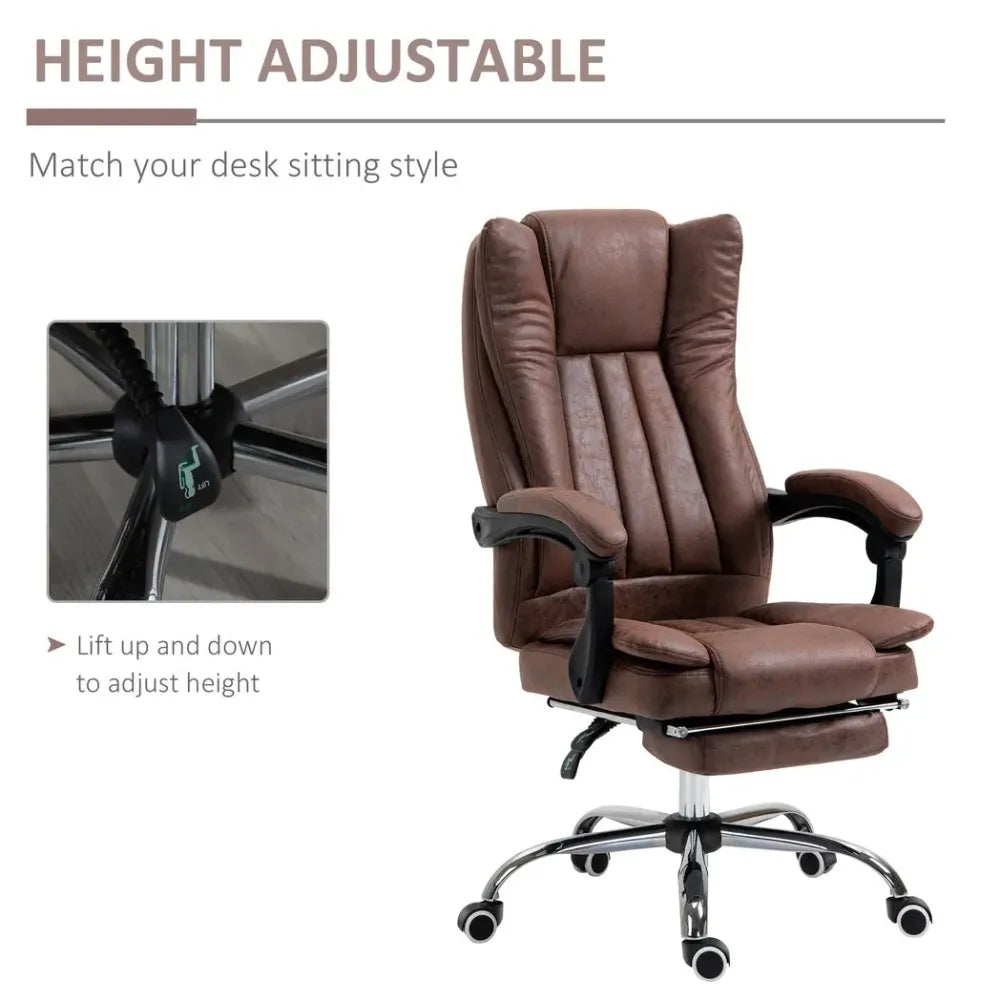 Vinsetto Luxury High Back Executive Office Swivel Chair with Footrest - Brown