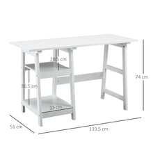 Load image into Gallery viewer, Compact White PC Desk with Storage Shelves - Stylish Workstation Solution
