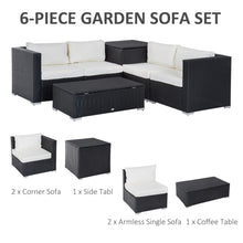 Load image into Gallery viewer, Outdoor 6-Piece Rattan Sofa Set with Cushions - Modern Black/Beige Design

