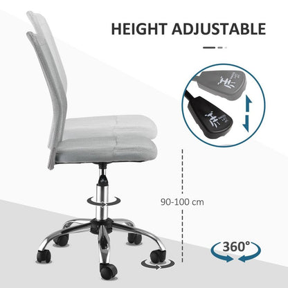 Compact Armless Ergonomic Office Chair - Height Adjustable with Mesh Back